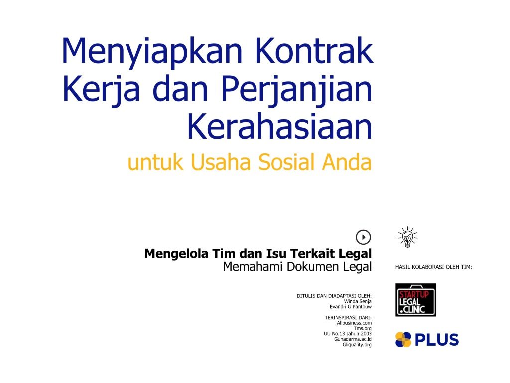 Menyiapkan Kontrak Kerja Dan Perjanjian Kerahasiaan Plus Platform Usaha Sosial